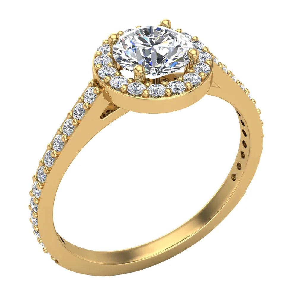 1.48 CT GIA Certified Round Brilliant Diamond Halo Engagement Ring 14K Gold L7858