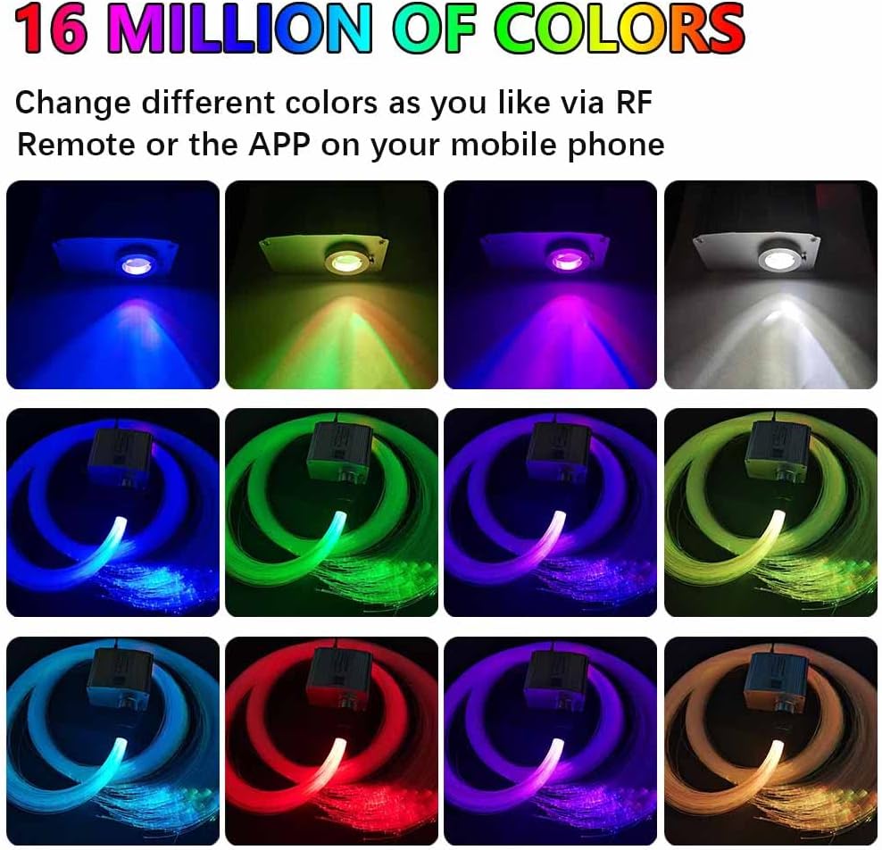 260pcs 0.03in 6.5ft RGBW LED Fiber Optic Star Ceiling Light Kit M666