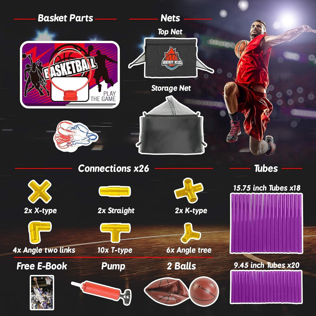 Indoor Arcade Basketball Hoop with 2 Basketballs and Air Pump A2359