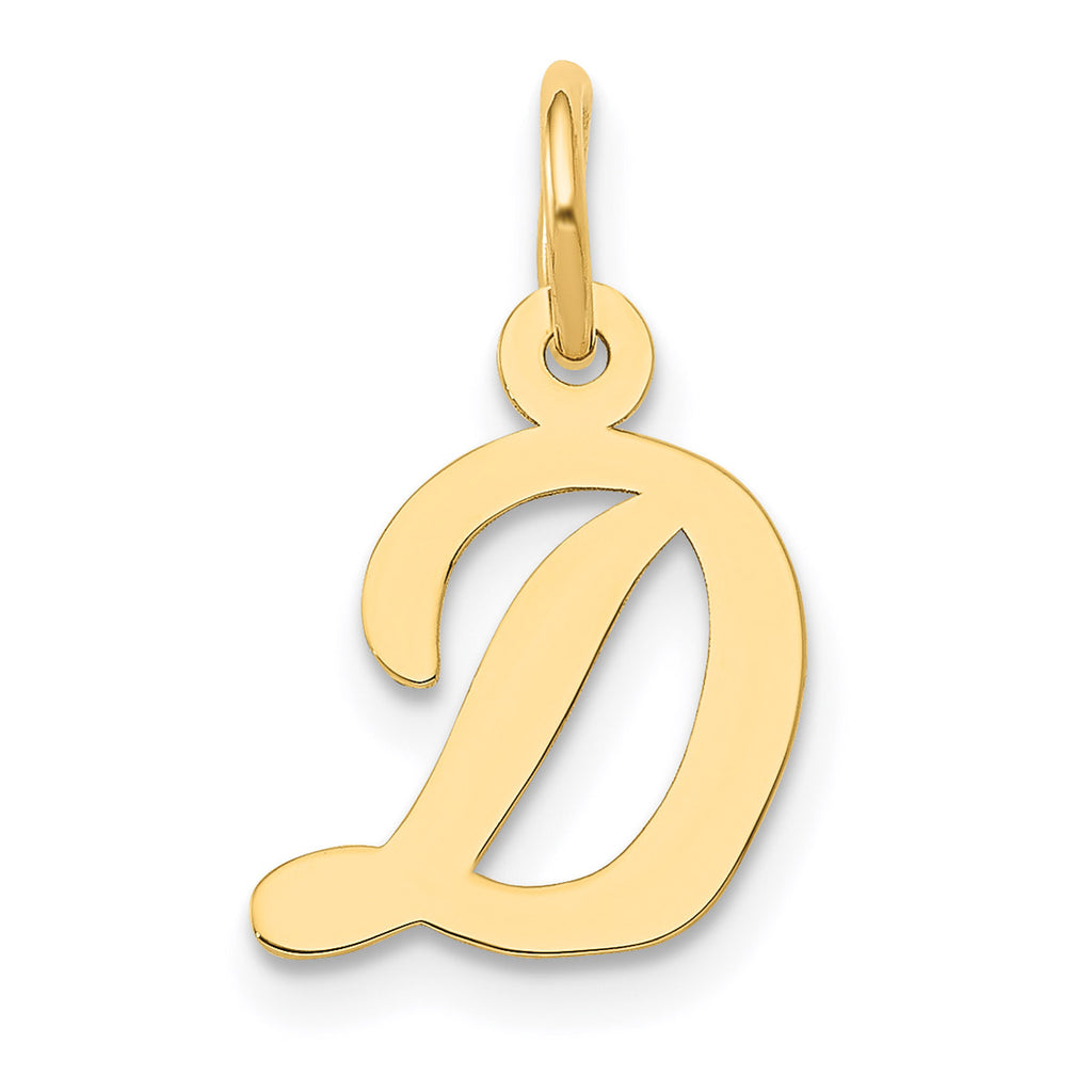14K Yellow Gold Script Letter D Initial Pendant Charm with 10K Yellow Gold Rope Chain Necklace 16'' A4346