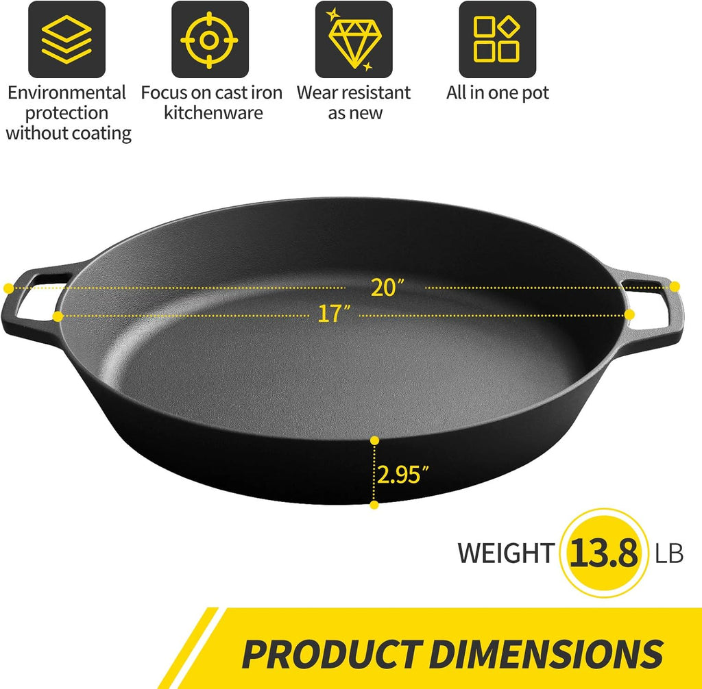 Large 17 Inch Cast Iron Skillet M349