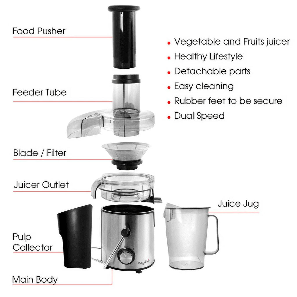 Silver Dual-Speed Centrifugal Juicer H7661