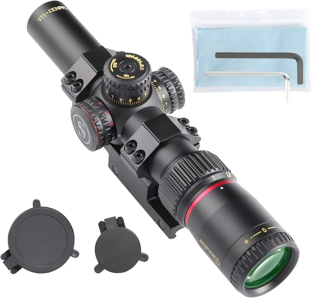 Red/Green Illuminated 30mm Tube Rifle Scope 1-5X24 First Focal Plane M833648