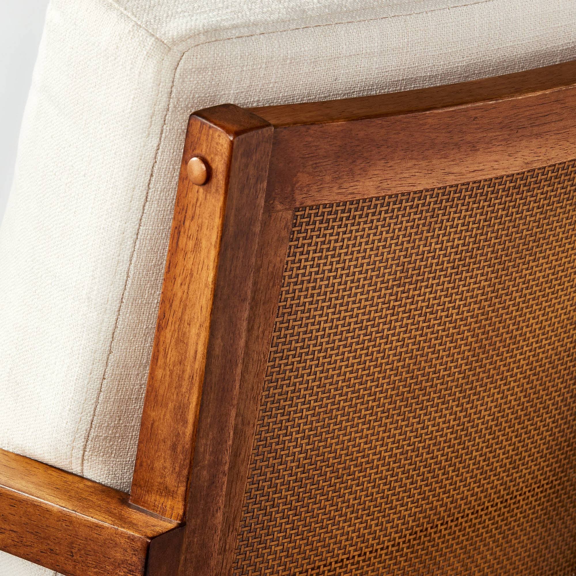 Cane Back Accent Chair Cream/Mid-tone Wood W4642