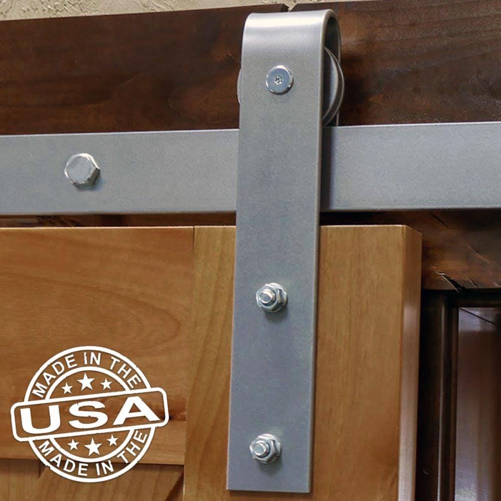 Silver Metallic Barn Door Hardware Set with Track M6291