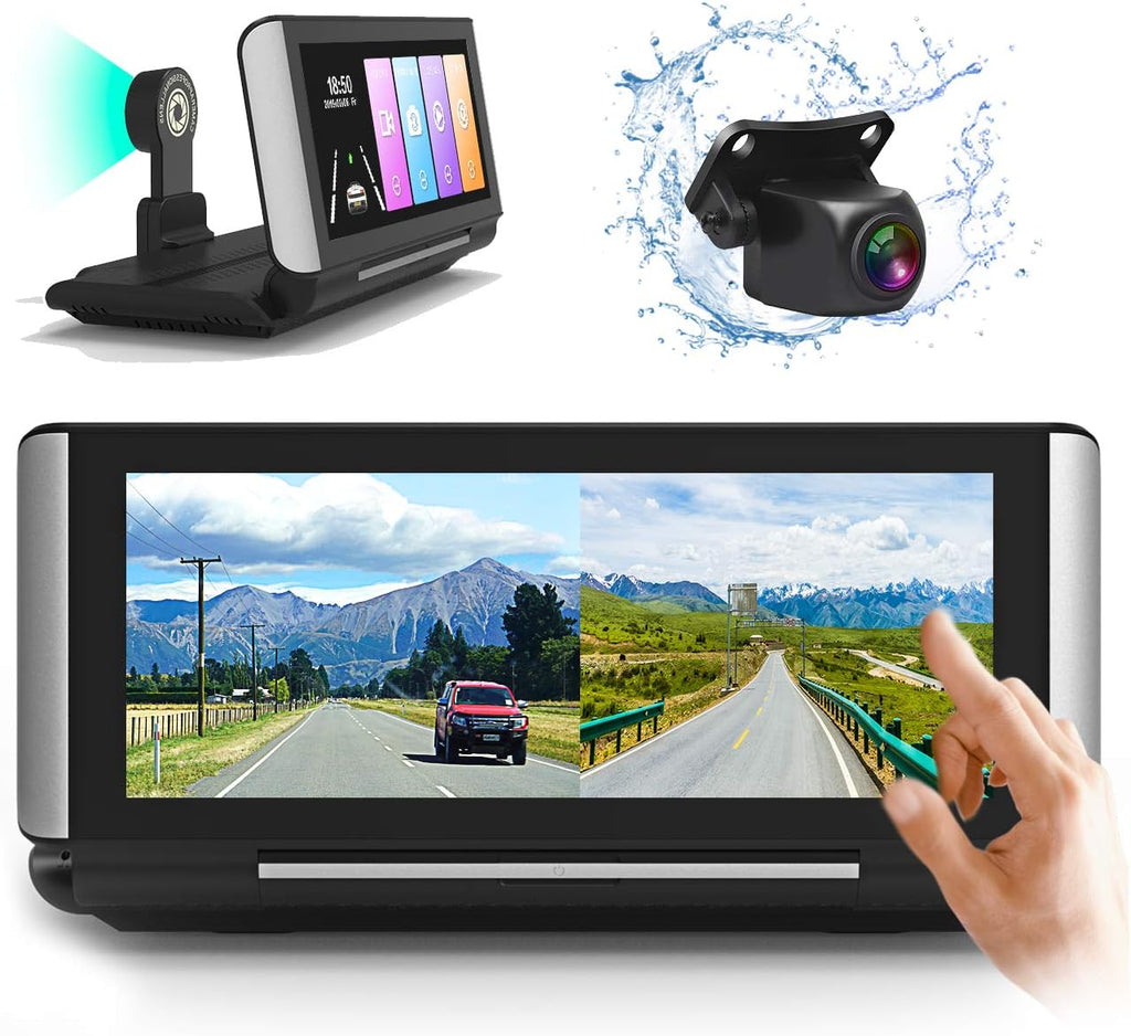 1080P HD Backup Camera with 7 inch Touch Screen Dual Lens Front and Rear S873