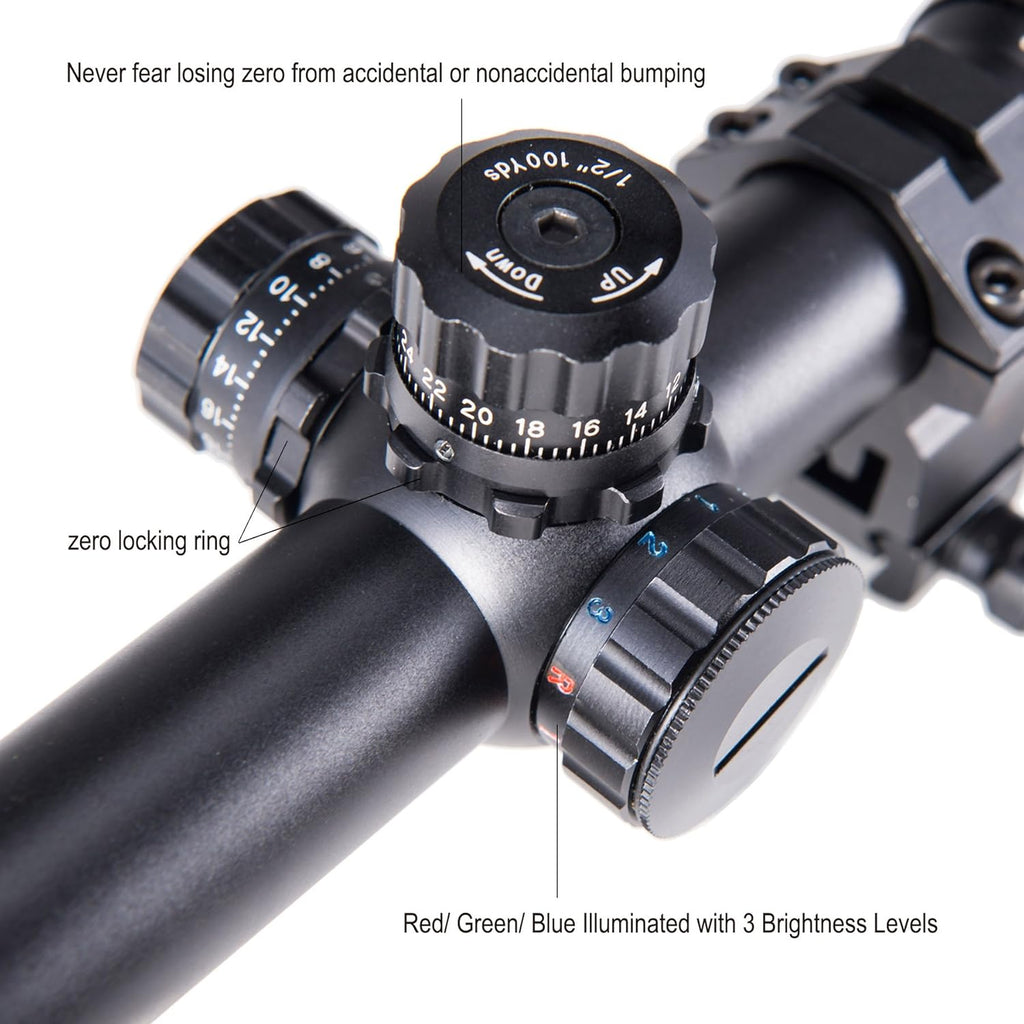 6-24x50 AO Mil Dot Scope with Sunshade Tube & Flip-Open Covers Pack of 2 Q836
