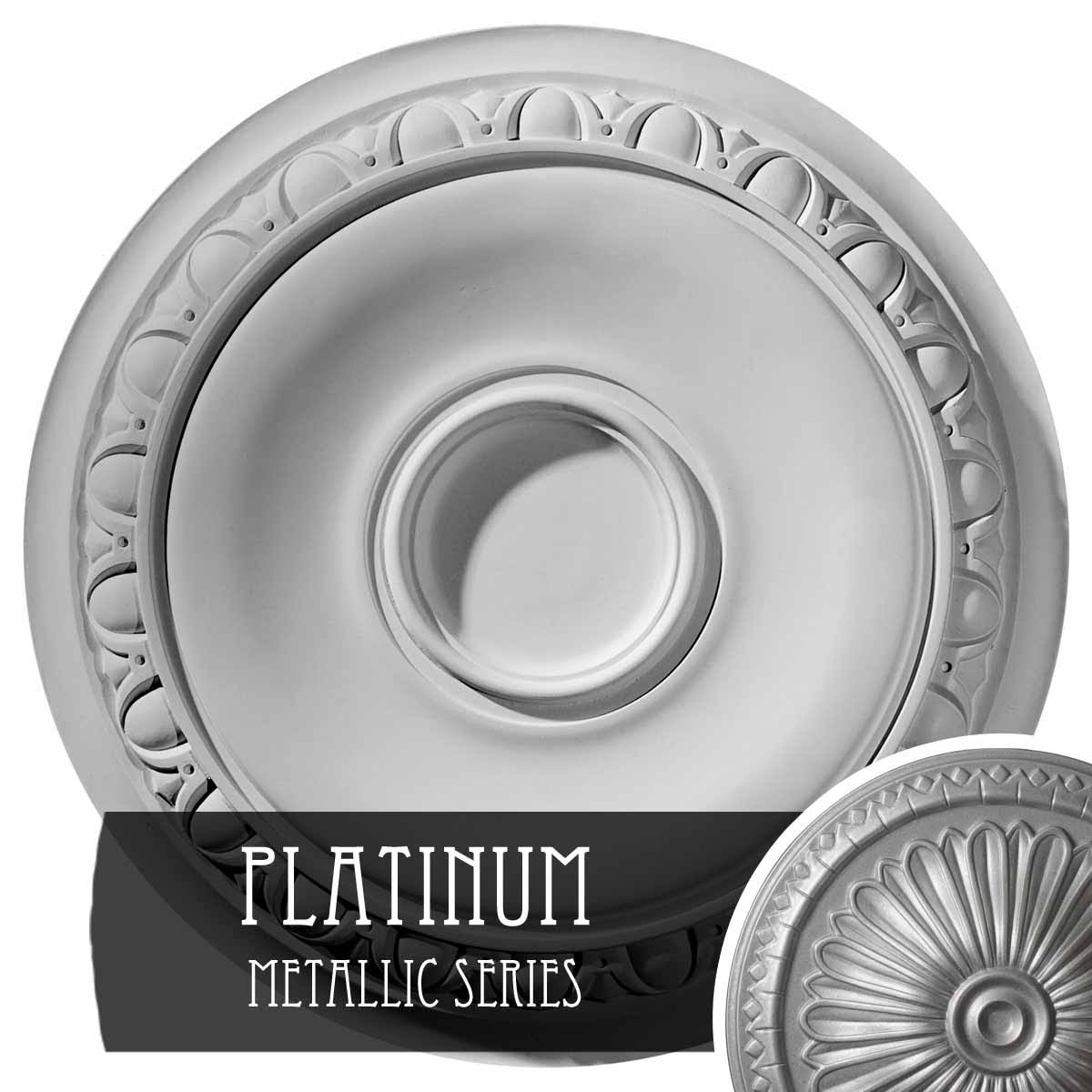24 1/4x22OD x 1 1/2x22P Hand-Painted Platinum Ceiling Medallion F4317