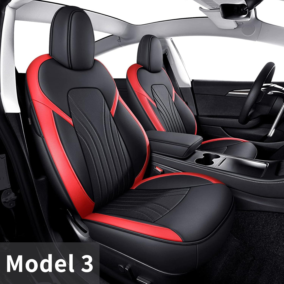 Front Seat Covers with Faux Leather (Black 2 pcs) Z828528