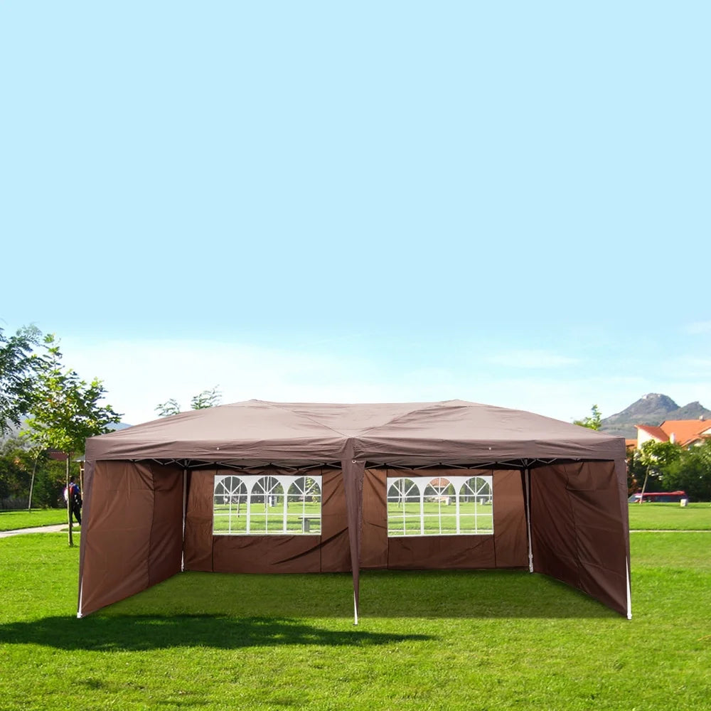 Dark Coffee Pop Up Tent with Two Windows Y91042