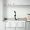 Matte Stone Farmhouse Kitchen Sink Set with Edison Faucet in Matte Black S341