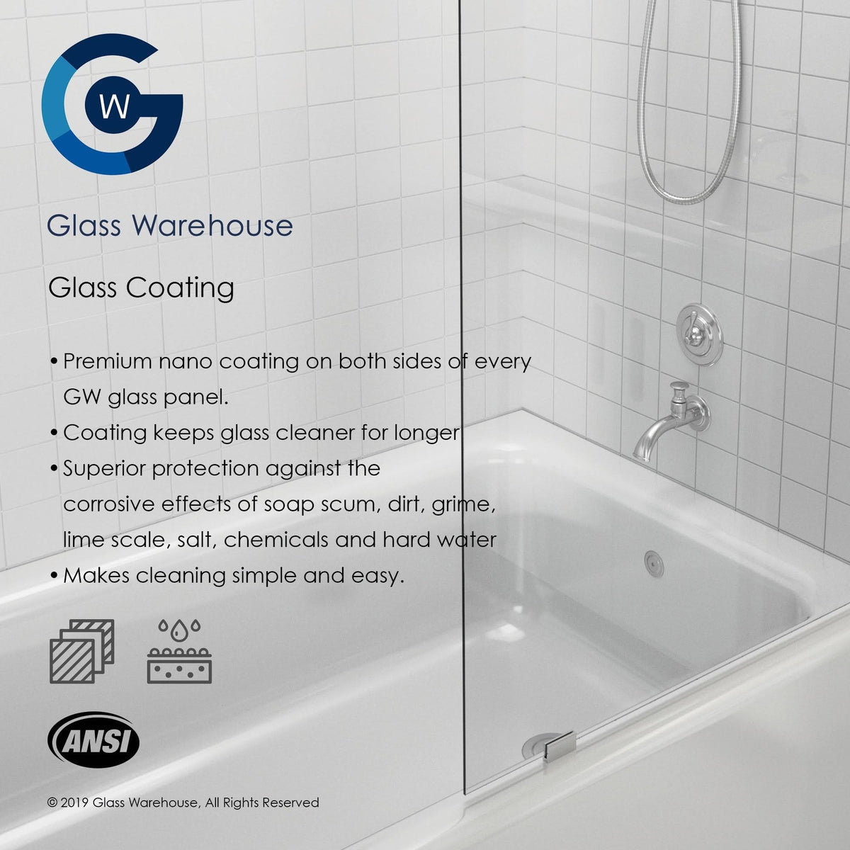 63.75x22 W x 78x22 H Hinged Frameless Shower Door B44533