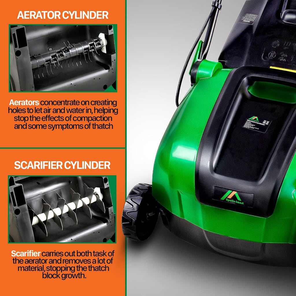 2 in 1 Corded Electric Walk Behind Scarifier Lawn Dethatcher with Collection Bag Q869