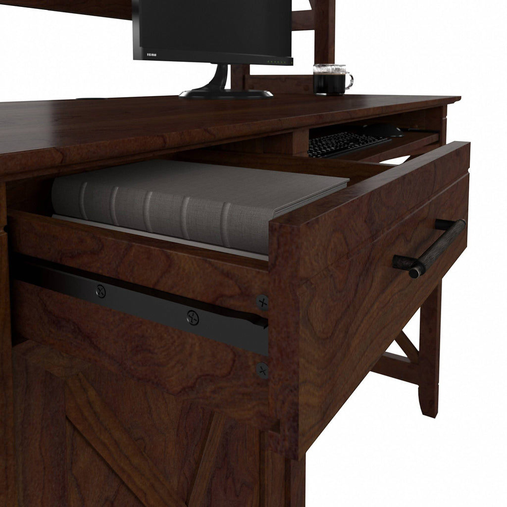 Washed Gray Engineered Wood Small Computer Desk with Hutch I7748