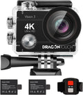 4K Action Camera 16MP Ultra HD Waterproof 170° Wide Angle 4X Zoom Sports Camcorder with Remote Control 2 Batteries Helmet Accessories Pack of 2 N546