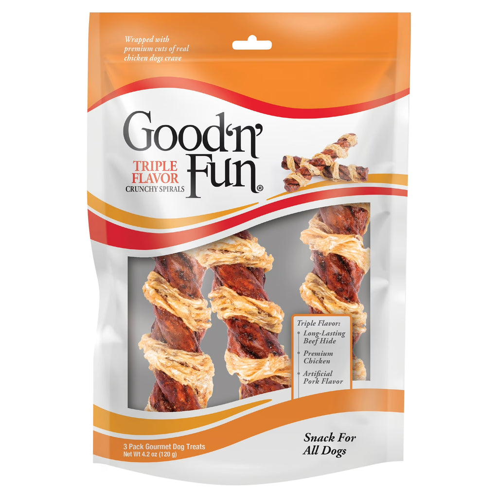 Triple Flavor Crunchy Spirals Dog Snack, 3 count, 4.2 oz C673