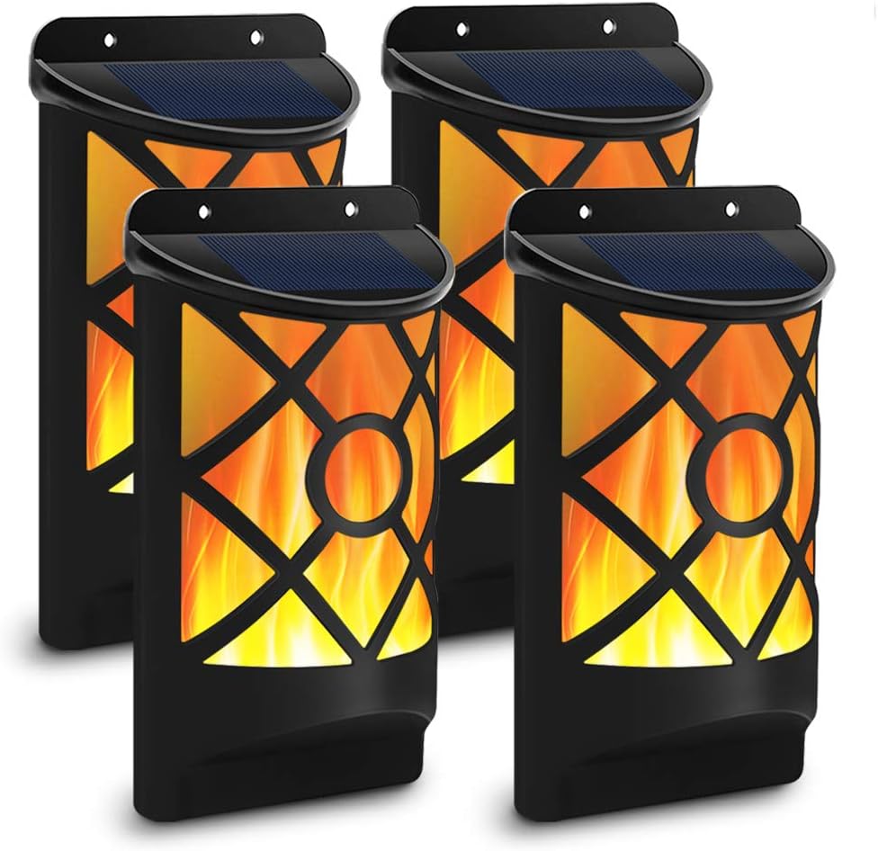 Solar Wall Flame Lights, Waterproof Outdoor Garden Lights T521