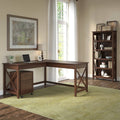 60-Inch L-Desk with File Cabinet and Bookcase W540