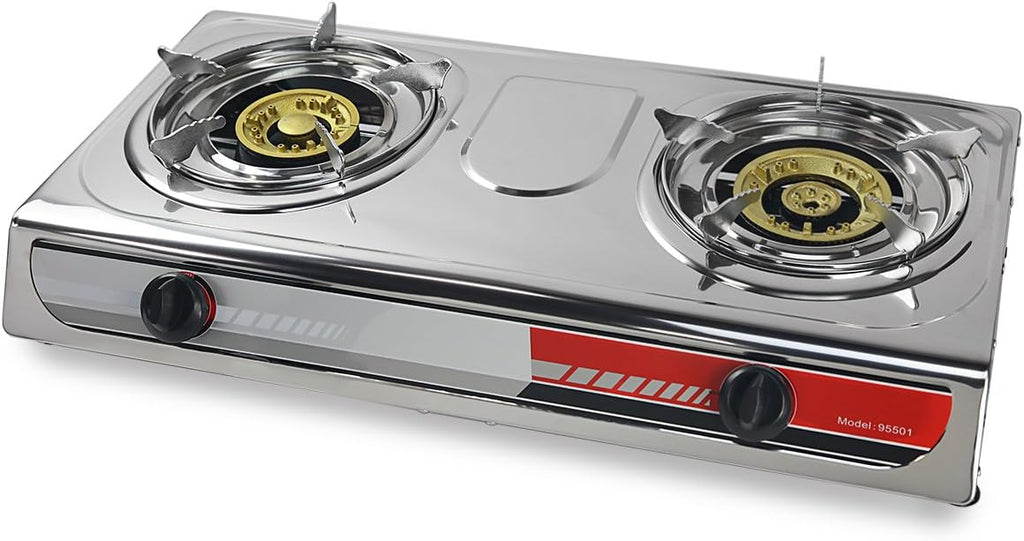 Portable Propane Gas Range 2-Burner Stove with Stand D879555