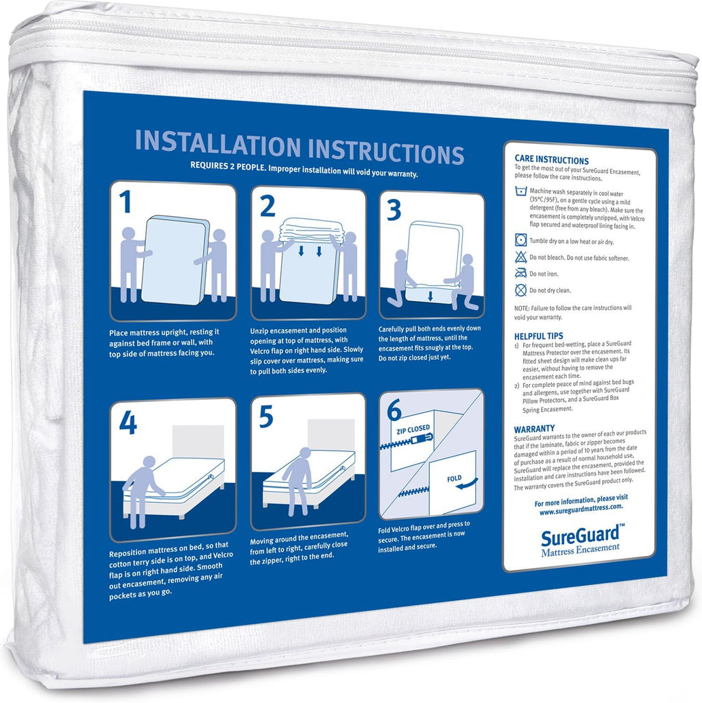 Twin Mattress Encasement, 100% Waterproof, Zippered Six-Sided Cover H833