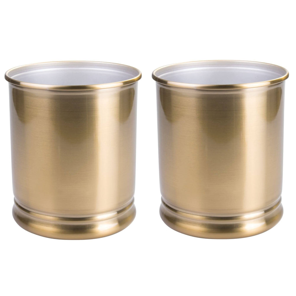 Soft Brass Metal Round Trash Can 2 Pack T95973