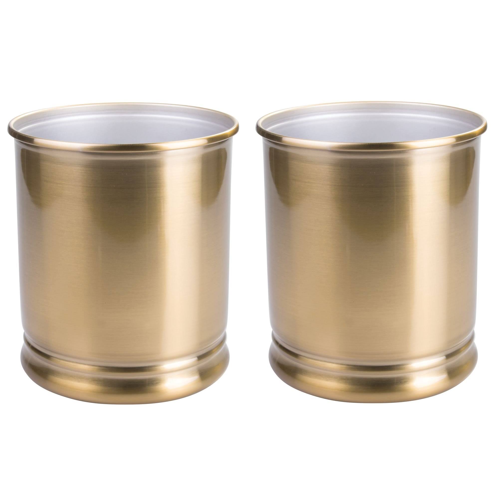 Soft Brass Metal Round Trash Can 2 Pack T95973