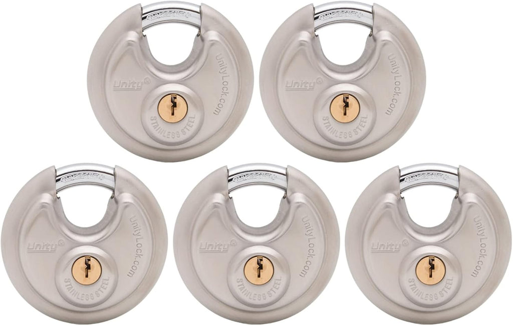 Stainless Steel Disc Padlock, Same Key Open, 2-3/4" (70mm), Pack of 2 W12850