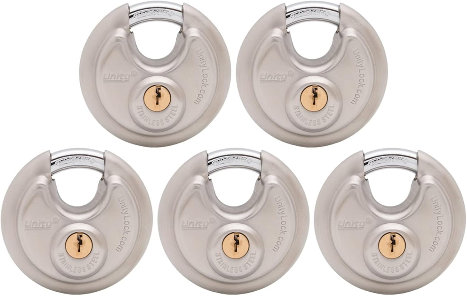 Stainless Steel Disc Padlock, Same Key Open, 2-3/4" (70mm), Pack of 2 W12850