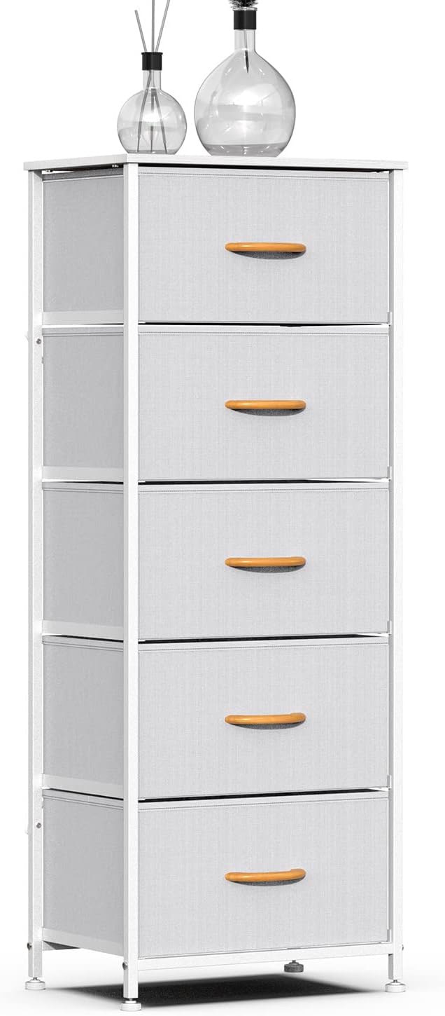 Dark Gray 5 Drawer Fabric Dresser Tower P43570