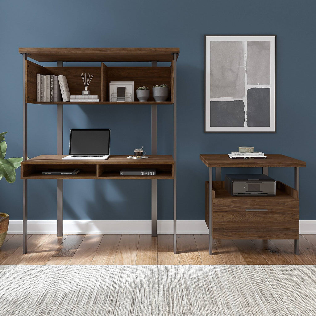 Walnut Computer Desk with Hutch S542