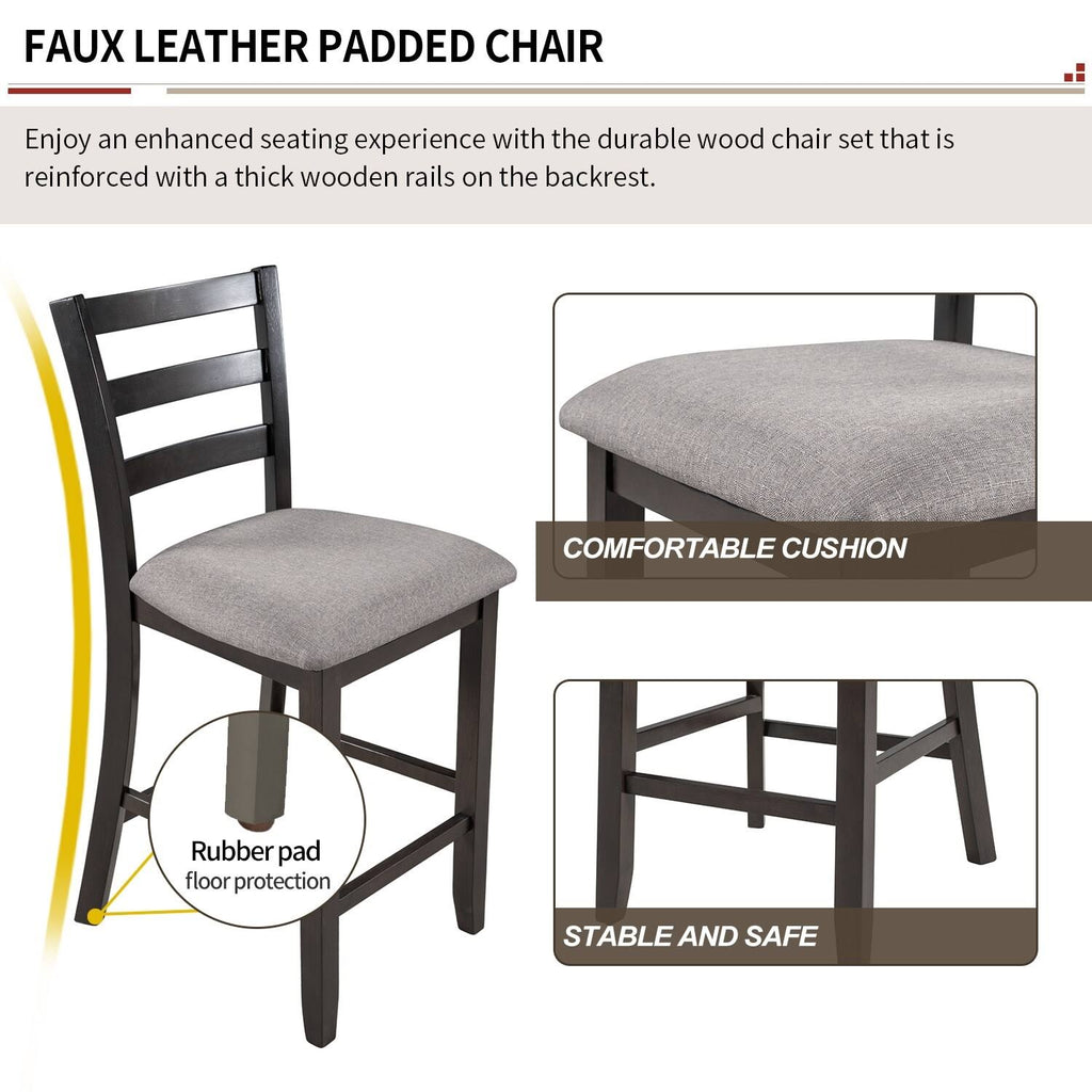 5pcs Counter Height Dining Set with Padded Chairs P398788