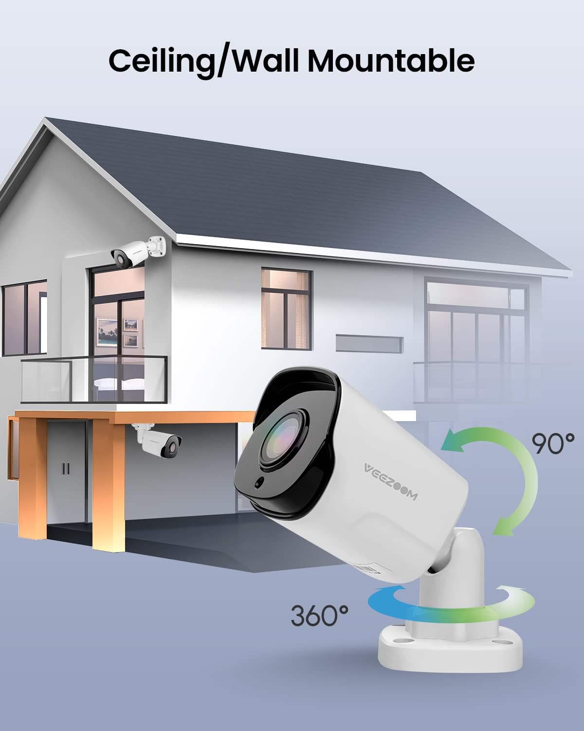 5MP PoE Security Camera (Pack of 2) with 59ft Ethernet Cables C9129