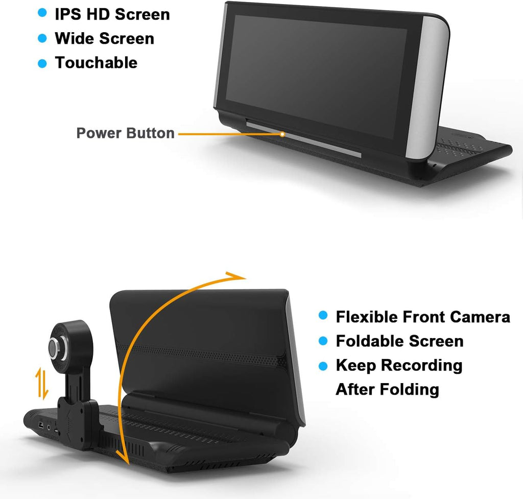 1080P HD Backup Camera with 7 inch Touch Screen Dual Lens Front and Rear S873