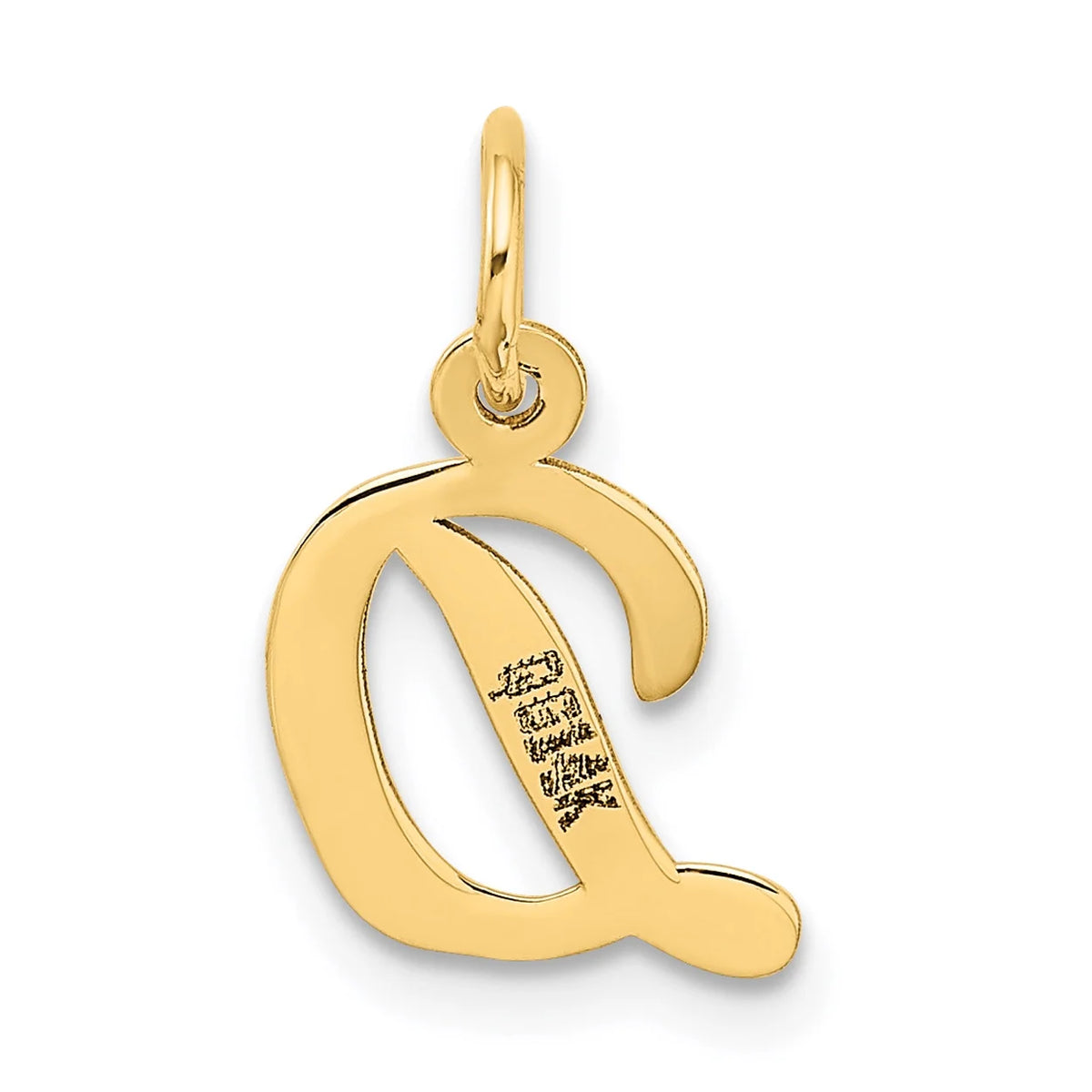 14K Yellow Gold Script Letter D Initial Pendant Charm with 10K Yellow Gold Rope Chain Necklace 16'' A4346