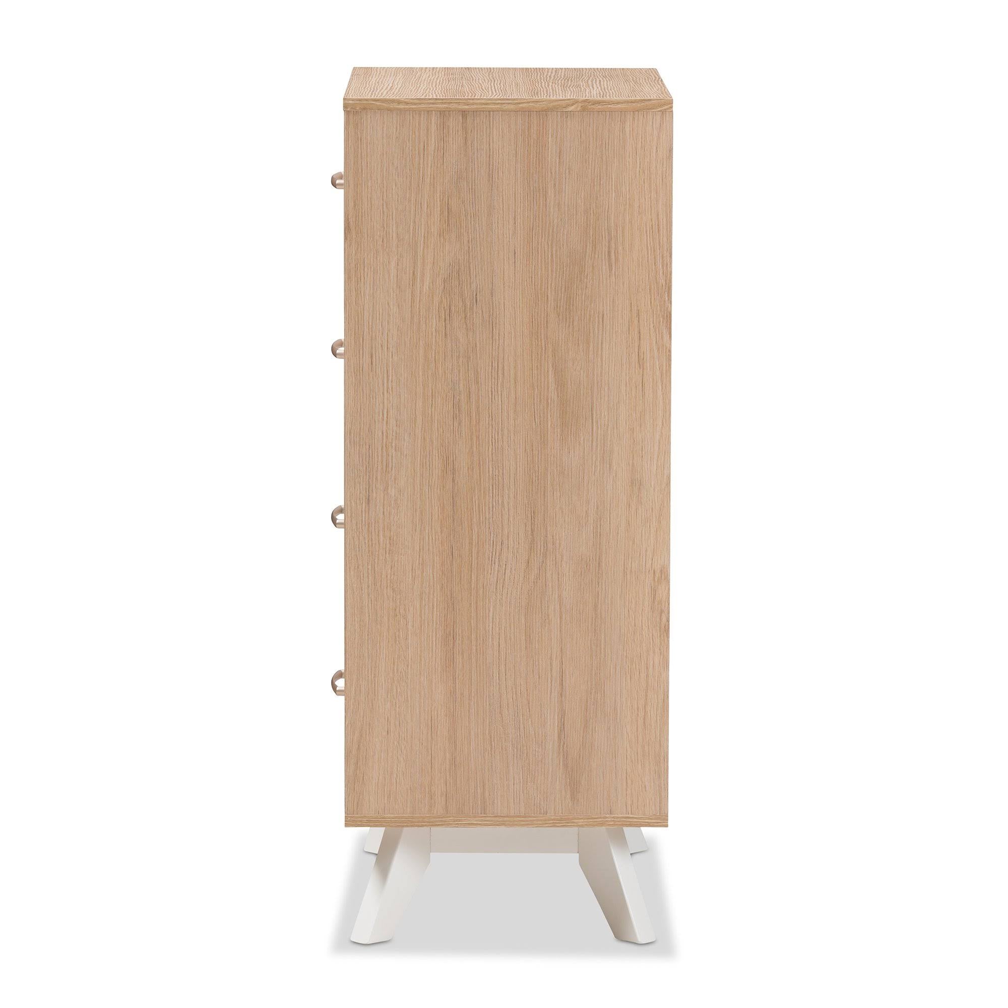 Natural Oak and Whitewashed Wood 4-Drawer Chest F778067