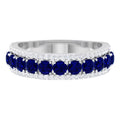 Blue Sapphire and Diamond Band Ring, 925 Sterling Silver U41153