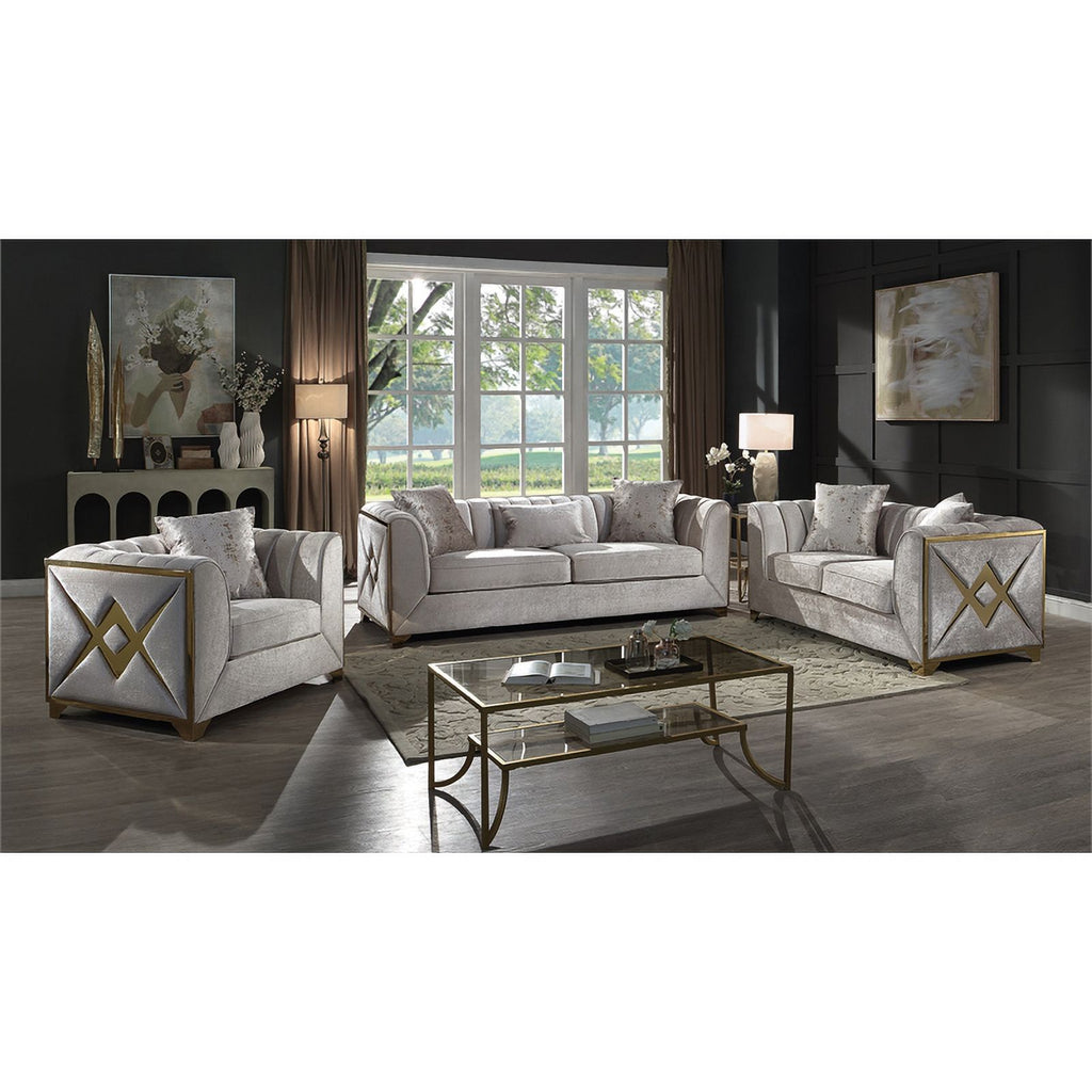 3 PC Living Room Set Made with Wood in Cream Color T77559