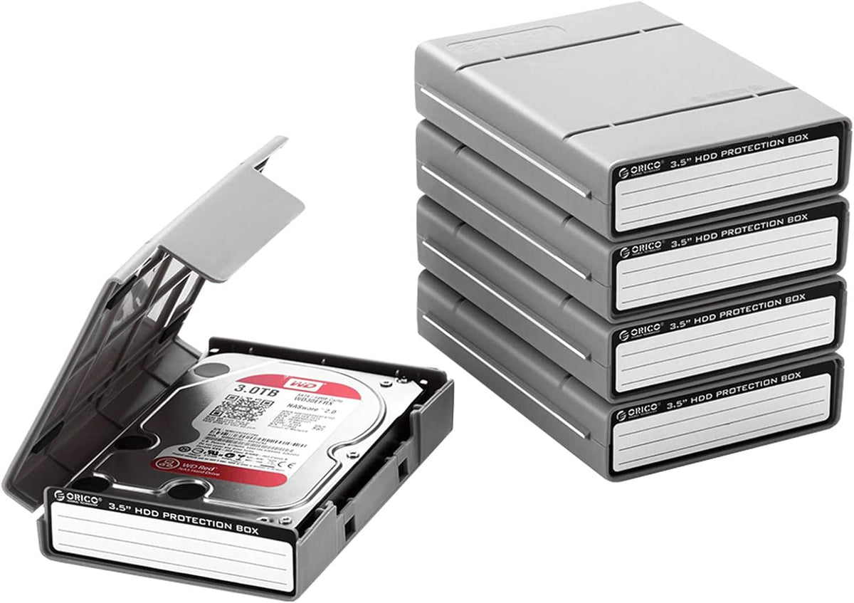 3.5 Inch Hard Drive Case Gray 5 Pack E12666
