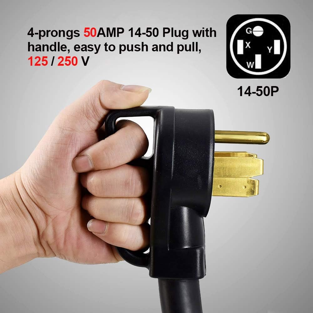 50 Amp Generator Power Cord 30FT STW 6/3 + 8/1 AWG Heavy Duty RV Power Adapter Cable Z583570