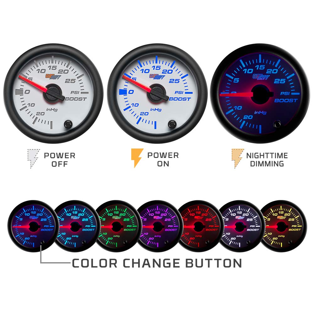 White 7 Color 260 F Transmission Temperature Gauge Kit 2-1/16" 52mm Pack of 2 J79863