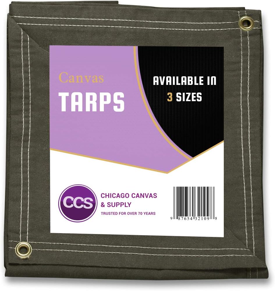 Olive Drab 21 Ounce Waterproof Canvas Tarp, 8 by 10 Feet, Pack of 2 U78552