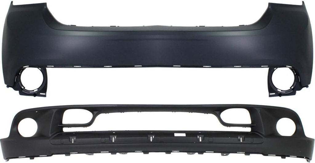 Front Bumper Cover Set of 2 Primed Plastic with Fog Light Holes F4474