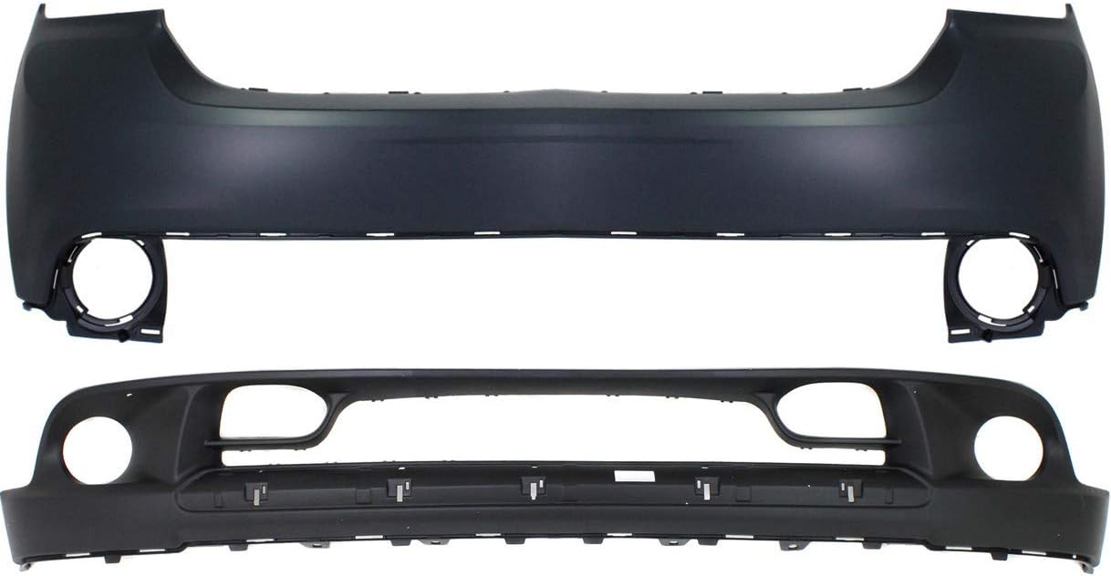 Front Bumper Cover Set of 2 Primed Plastic with Fog Light Holes F4474