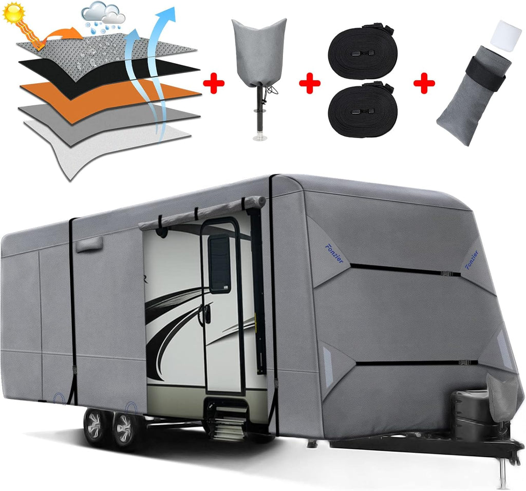 Heavy Duty 5 Layers Anti-UV Camper Cover for 22'1 - 24' Motorhome with Gutter Spout Covers Z8711