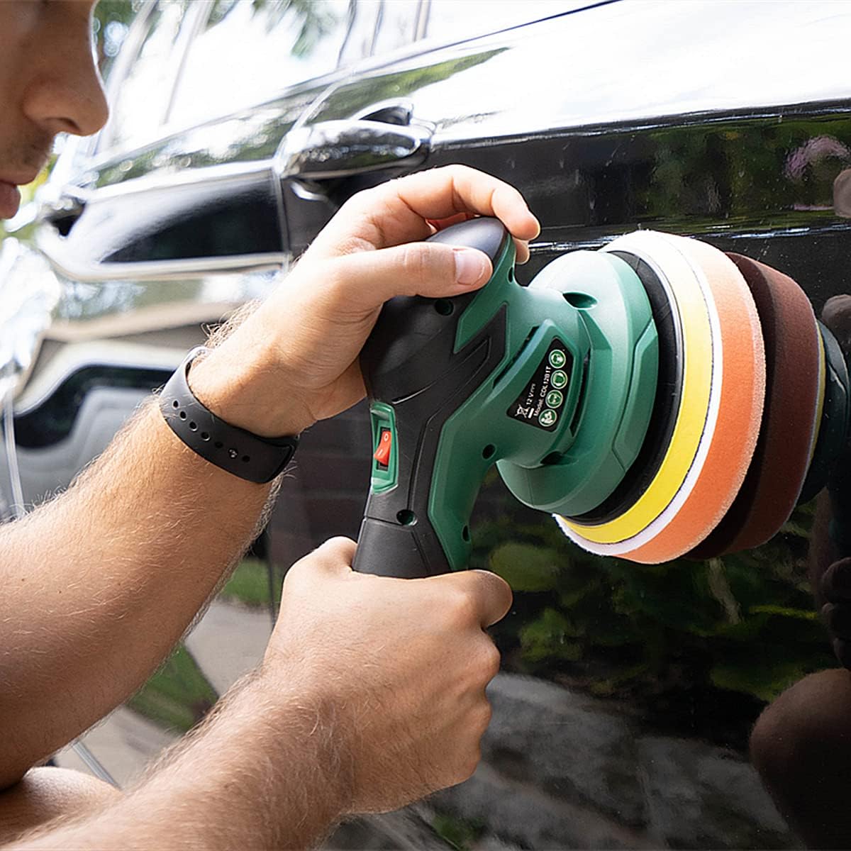 Cordless Car Buffer Polisher with 12V Lithium Rechargeable Battery Brushless Polisher X324197