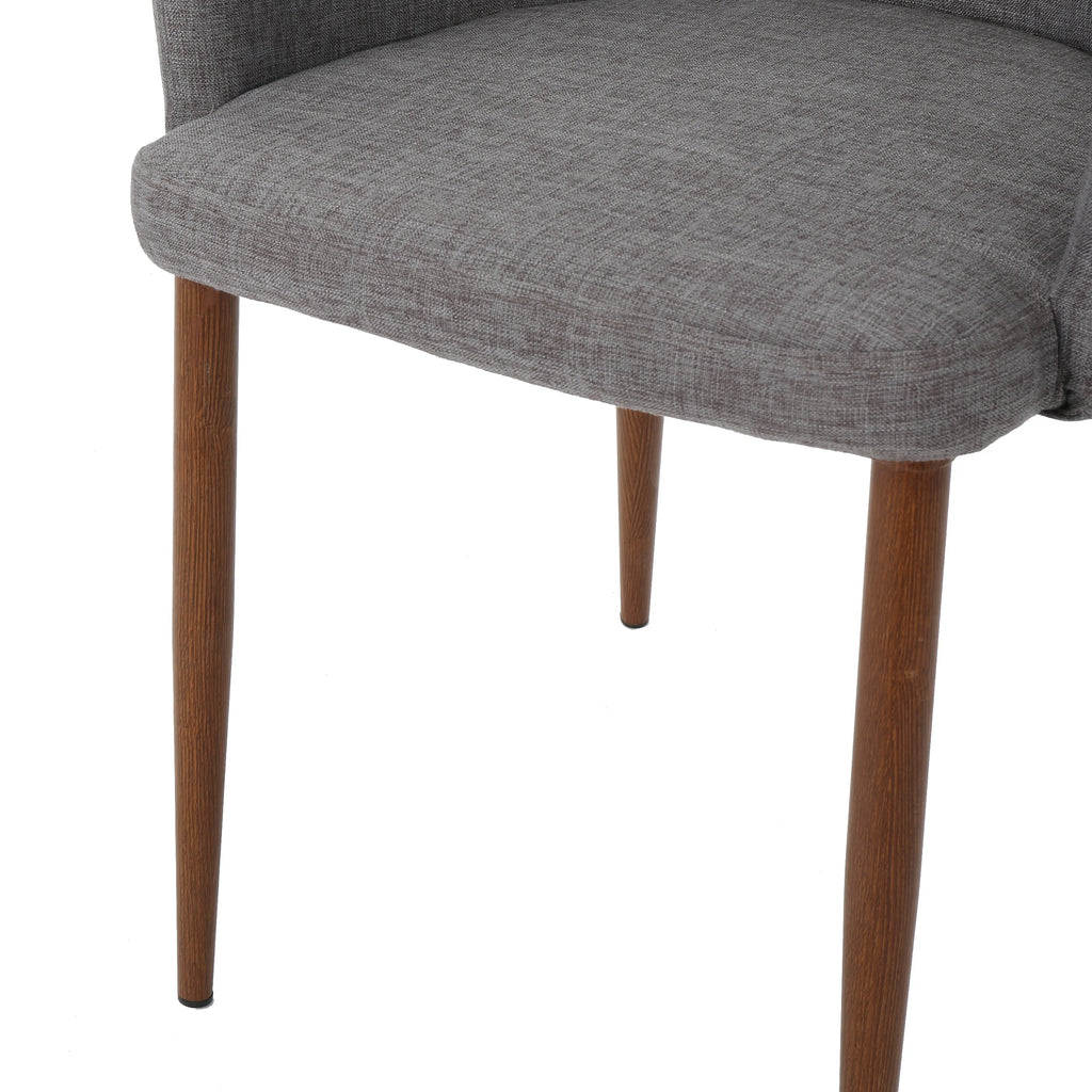 Fabric Upholstered Dining Chairs, Set of 2, Light Gray and Dark Walnut J71718