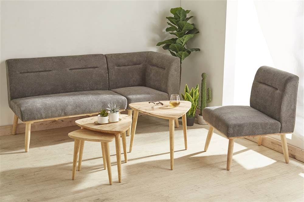 Mid Century All Wood Sectional 1 Seater Sofa Z63618