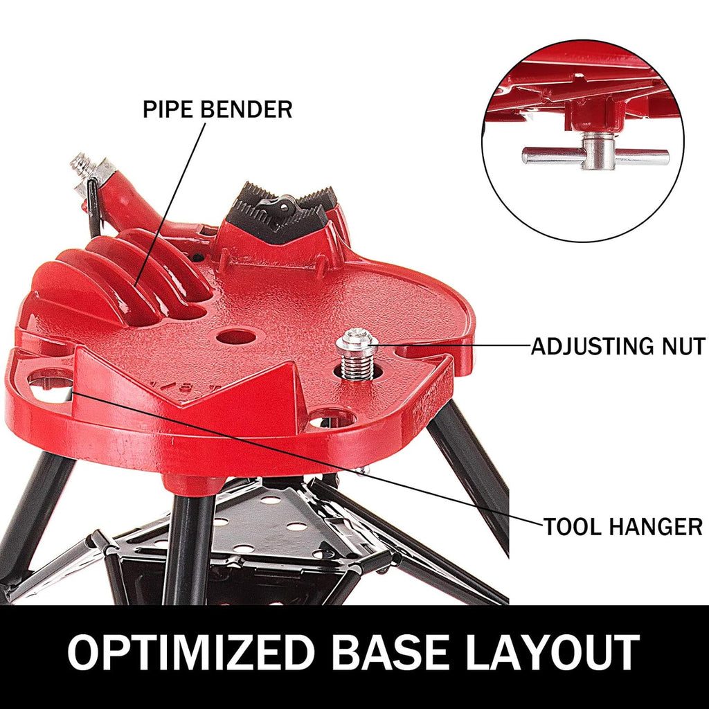 Tripod Pipe Chain Vise with Pipe Stand, Portable Foldable Steel Legs, Tool Tray Y941