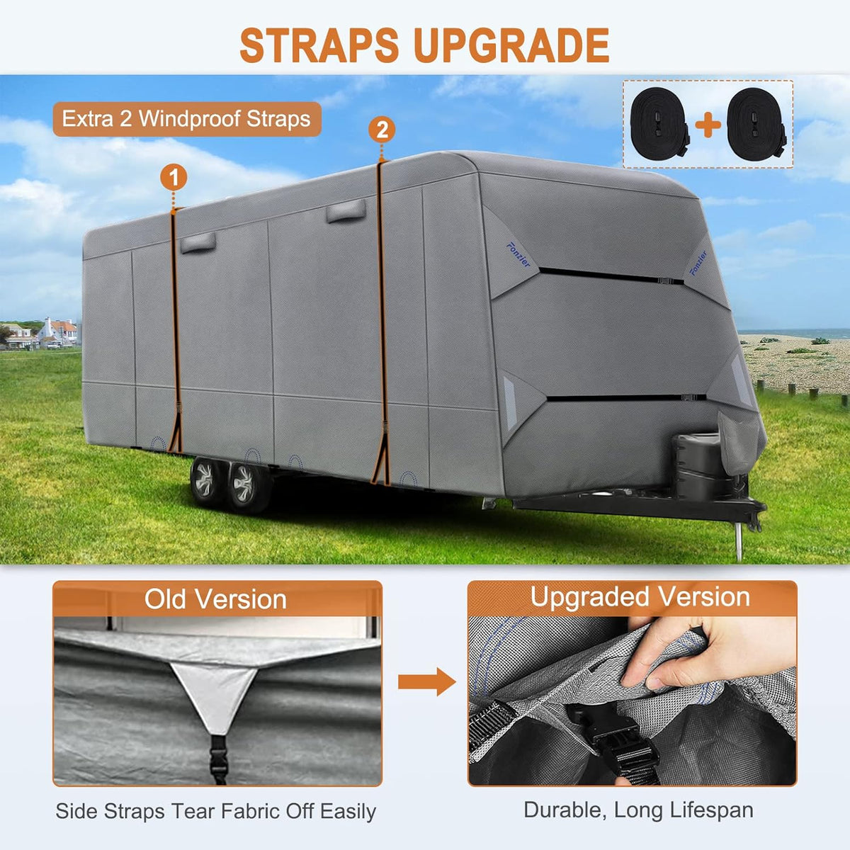 Heavy Duty 5 Layers Anti-UV Camper Cover for 22'1 - 24' Motorhome with Gutter Spout Covers Z8711