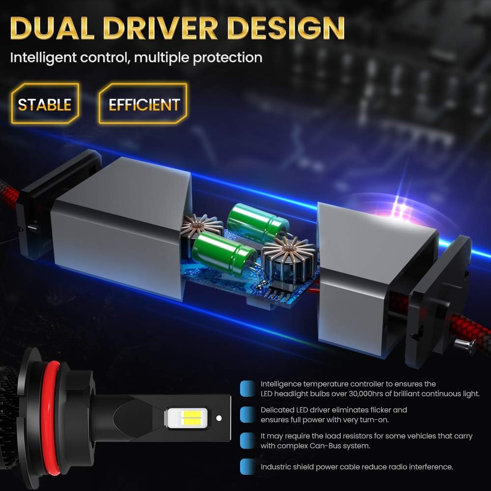 9007 HB5 LED Bulbs 100W 6000K High/Low Conversion Kit Pack of 2 J16685